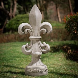 Glitzhome 27.25 in. H MGO Standing Fleur De Lis Garden Statue .