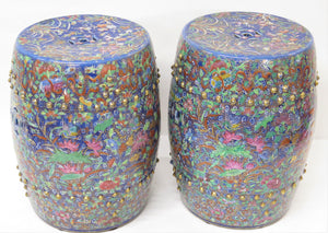 18th Century Chinese Porcelain Enameled Garden Stools / PAIR .