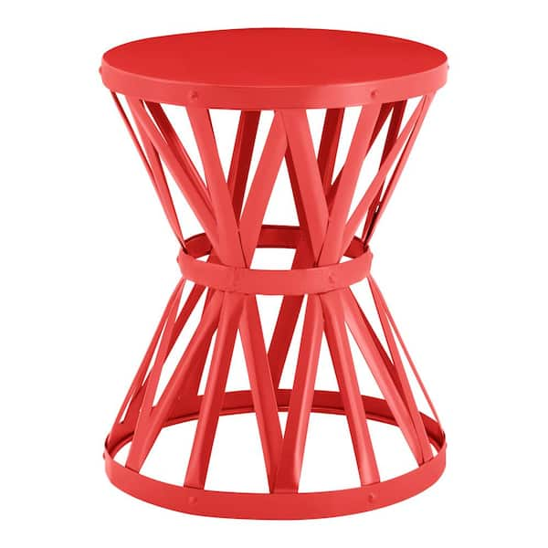 Hampton Bay Ruby Red 18.9 in. Round Metal Outdoor Patio Garden .