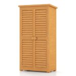 Patiowell 2.8 ft. W x 1.5 ft. D Wood Golden Brown Storage Cabinet .