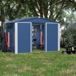 Kaikeeqli 8.5 ft. x 6.5 ft. Metal Outdoor Garden Storage Shed with .