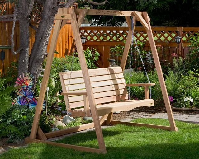 Standalone Cedar Wood Outdoor Swing Fram