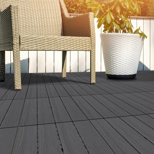 Pure Garden 1 ft. W x 1 ft. L 6 Patio Tiles Woodgrain Wood .