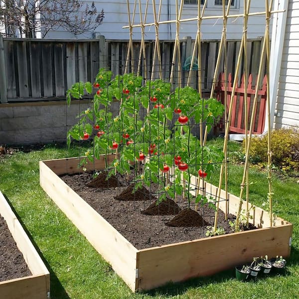 WELLFOR 4-Piece Iron Garden Trellis in Dark Green for Climbing .