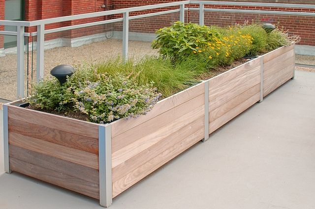 large multi section wooden garden planter | Large garden planters .