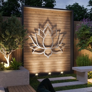 Lotus Flower Large Outdoor Metal Wall Art, Garden Sculpture, Zen .