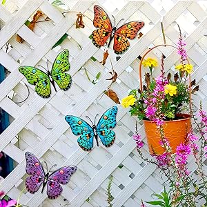 Amazon.com : Metal Butterfly Wall Decor - 9.6" Outdoor Fence Wall .