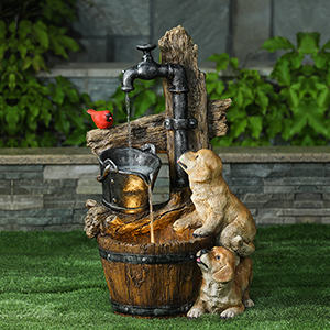 Amazon.com: LuxenHome Water Fountain Outdoor, 3 Tiered Puppies and .