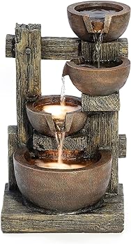 Amazon.com: LuxenHome 23.2" H Water Fountain Bowls and Fence Resin .