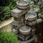 Amazon.com: Warm Garden Water 3 Tiered Bowls Floor Stacked Stone .