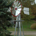 Small Galvanized Backyard Windmill with Red Tips | Windmill .