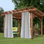 Pro Space Greyish White Grommets Privacy Curtain Panel for Patio .