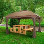 10' X 10' Outdoor Garden Gazebo With Skirts Tent Canopy Beige .
