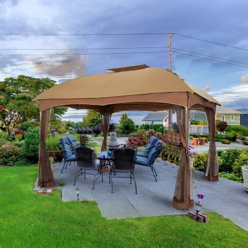 10' X 12' Outdoor Garden Gazebo With Skirts Tent Canopy Beige .