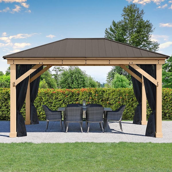 Yardistry Meridian 12 ft. x 16 ft. Premium Cedar Shade Gazebo with .