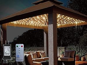 Anycosy 480 LED Gazebo Net Light, 10ft x10ft Mesh Curtain Lights .