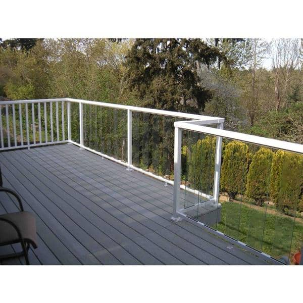 Peak Aluminum Railing Aluminum Deck Railing 6 in. Clear Glass .