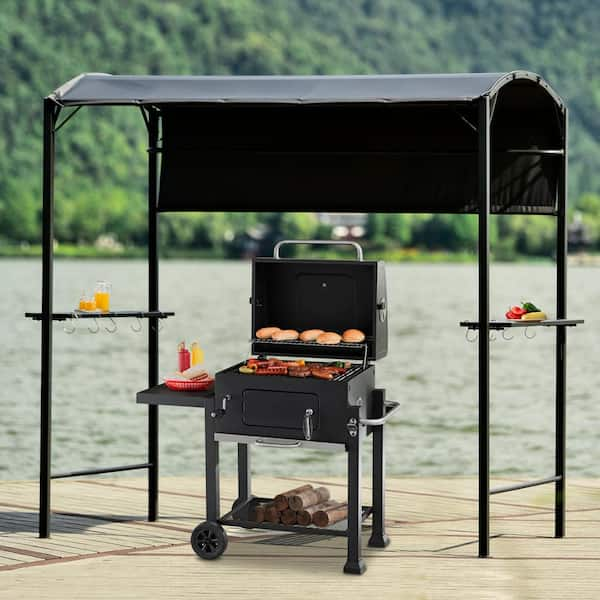 7 ft. x 4.5 ft. Gray Outdoor Patio Grill Gazebo BBQ Gazebo Canopy .