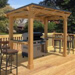 VEIKOUS 8-ft x 5-ft Natural Wood Rectangle Grill Gazebo with Steel .