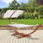 Outsunny 13 ft. Freestanding Hammock with Canopy Shelter with Wood .