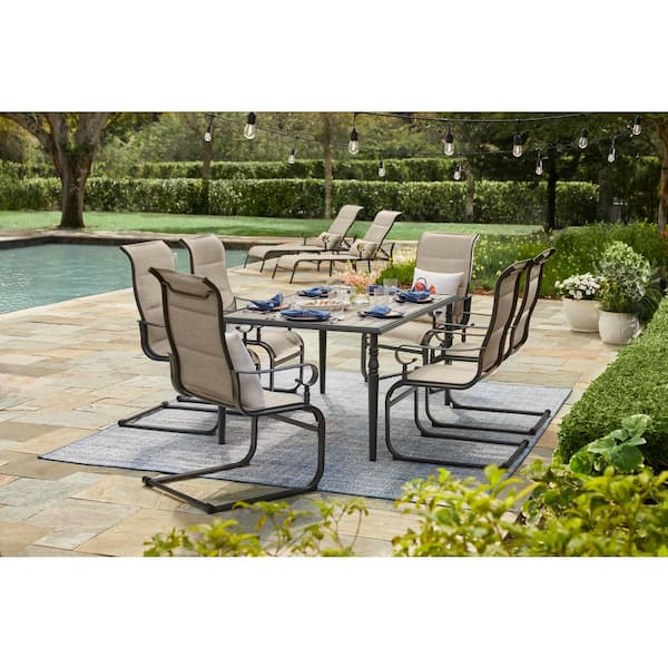 Hampton Bay Glenridge Falls 7-Piece Metal Rectangle Outdoor Dining .