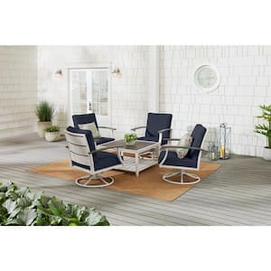 Hampton Bay Marina Point 5-Piece White Steel Motion Outdoor Patio .