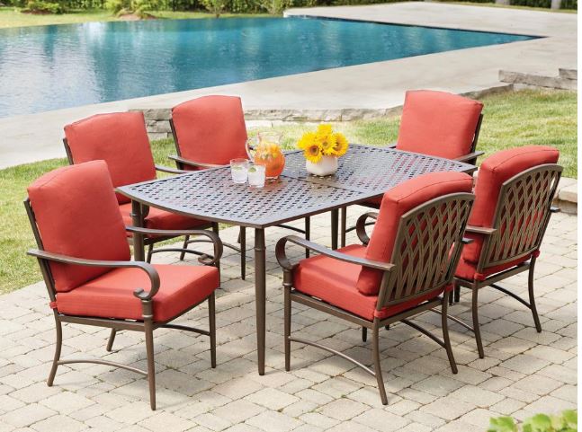 Hampton Bay Oak Cliff 7-Piece Metal Outdoor Dining Set with .