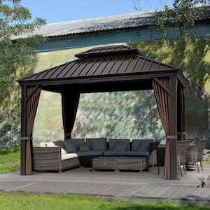 EGEIROSLIFE 12 ft. W x 10 ft. D Brown Double Roof Hardtop Aluminum .