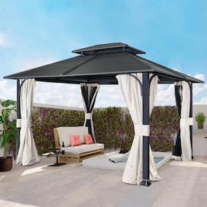 EAGLE PEAK 14 ft. x 12 ft. Black Outdoor Permanent Double Roof .