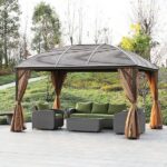 Outsunny 13 ft. x 10 ft. Steel Hardtop Gazebo with Screened .