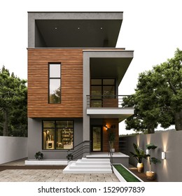 3d Illustration Modern House Exterior Design Stock Illustration .