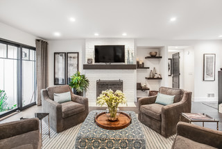 75 Family Room with a Wood Stove and a Wall-Mounted TV Ideas You .