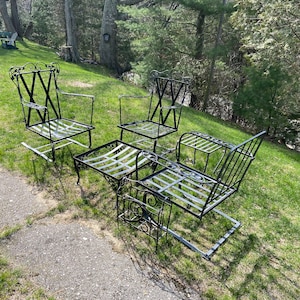 Vintage Wrought Iron Lawn/patio Furniture 6 Pc. Set - Et