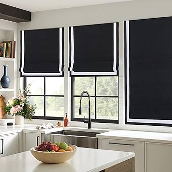 Amazon.com: Cordless Blackout Roman Shades for Windows, Black .