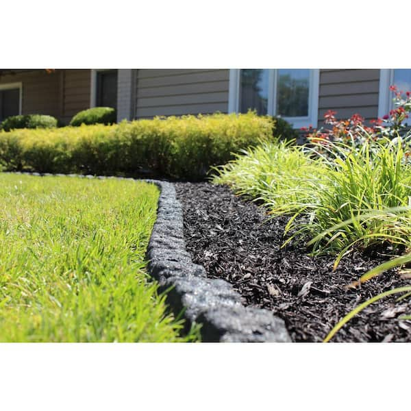 Rubberific 48 in. x 2 in. x 3 in. Gray Scallop Rubber Landscape .