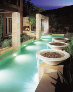 Modern Architectural Lap Pool with Waterfalls