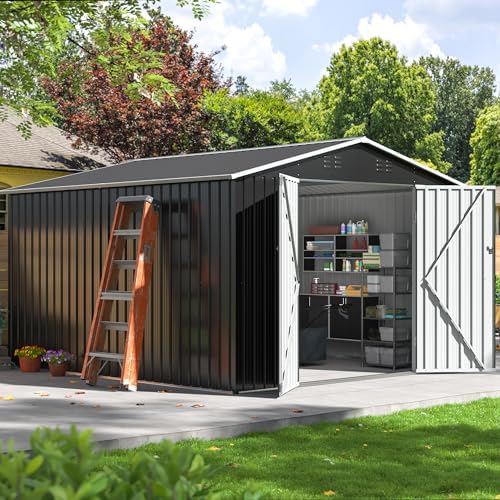 Amazon.com : AirWire 10x9 FT Metal Storage Shed, Large Outdoor .