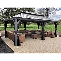 Amazon.com : PURPLE LEAF 12' x 20' Permanent Hardtop Gazebo with .