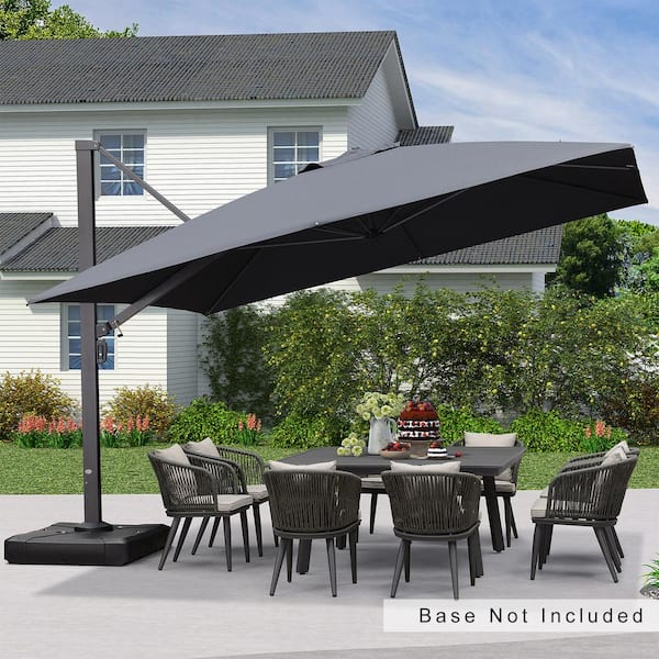 PURPLE LEAF 12 ft. Square Patio Umbrella Aluminum Large Cantilever .