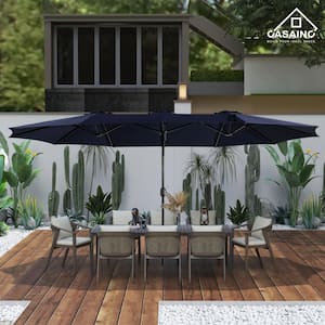 CASAINC 15 ft. Steel Market Patio Umbrella Double-Sided Twin Large .