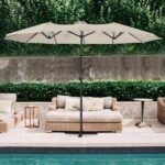 FOREST HOME 15 ft. x 9 ft. Market Double-Sided Patio Umbrella .