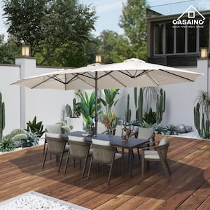 CASAINC 15 ft. Steel Market Patio Umbrella Double-Sided Twin Large .