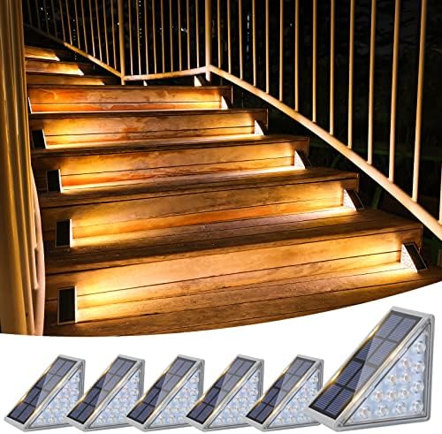 VOLISUN Solar Stair Lights 6 Pack, Solar Step Lights Outdoor .