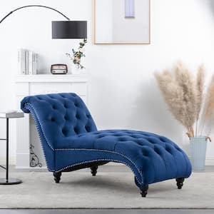 Harper & Bright Designs Modern Blue Polyester Tufted Armless .