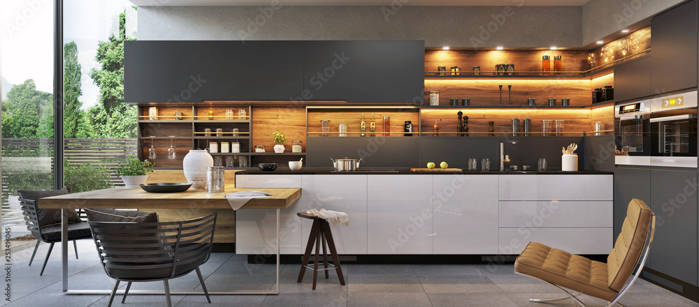 Modern luxury kitchen interior design Stock Illustration | Adobe Sto
