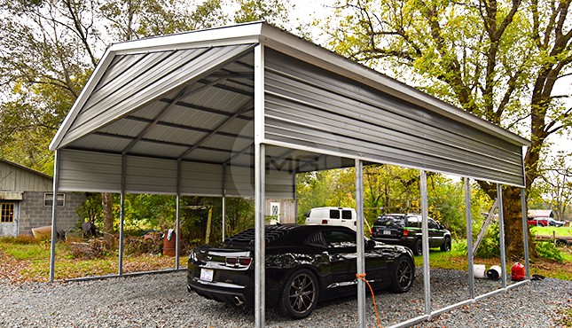 24x26x10 Vertical Roof Metal Carport|24x26 Custom Metal Carpo