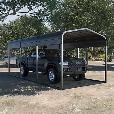 Veikous 10 ft. W x 15 ft. D Metal Carport Garage with Canopy and .