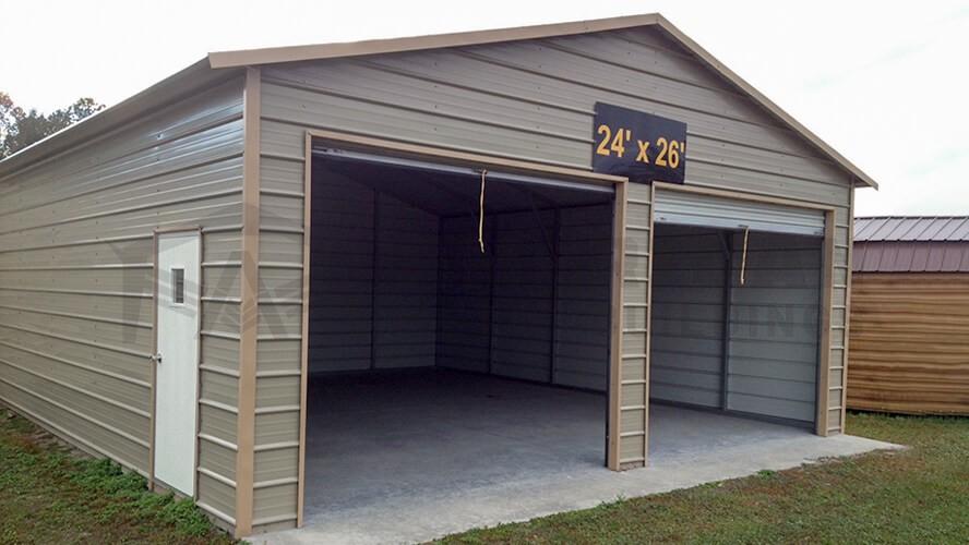 24x26 Box Eave Metal Garage - American Metal Buildin