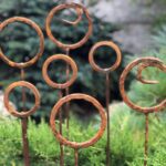 Rusty Finials Set of 7, Garden Stakes, Metal Garden Decor, Metal .