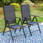 PHI VILLA Black Metal Outdoor Patio Dining Chairs Folding .